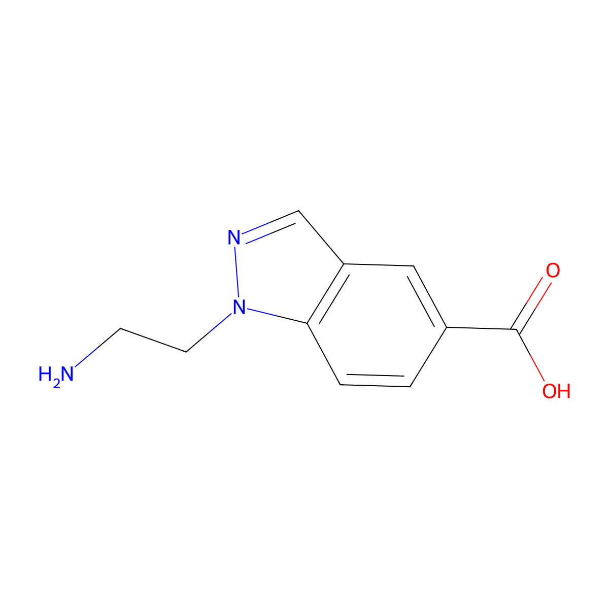 1-(2-aminoethyl)-1H-indazole-5-carboxylic acid molecular structure, CAS 1499581-09-7
