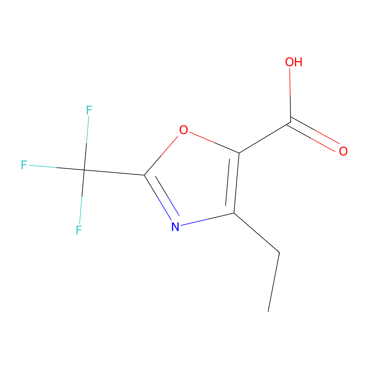 4-Ethyl-2-(trifluoromethyl)-1,3-oxazole-5-carboxylic acid molecular structure, CAS 1499593-02-0