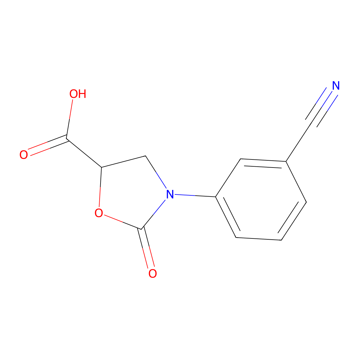 3-(3-Cyanophenyl)-2-oxooxazolidine-5-carboxylic acid molecular structure, CAS 1499593-22-4
