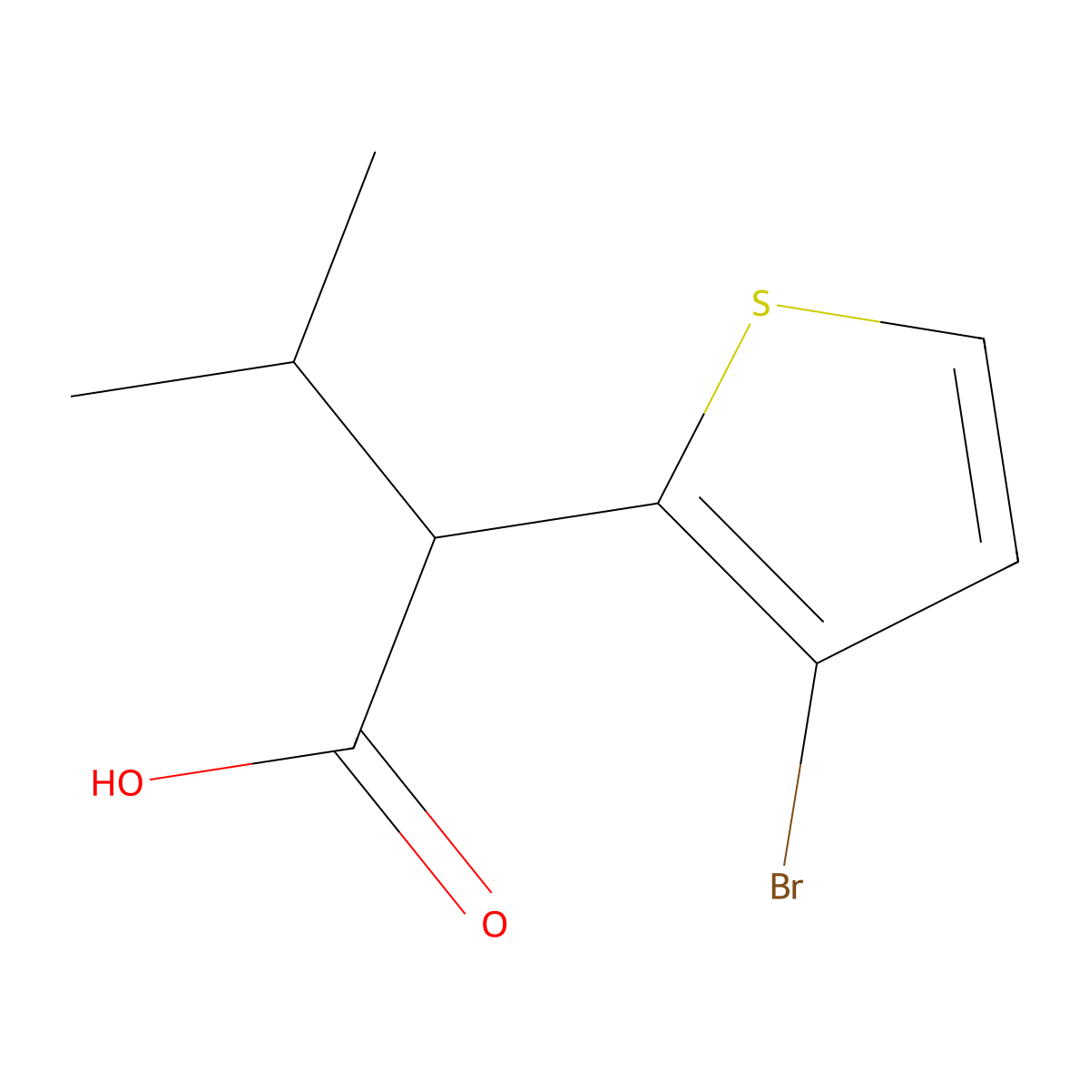2-(3-Bromothiophen-2-yl)-3-methylbutanoic acid molecular structure, CAS 1499599-60-8