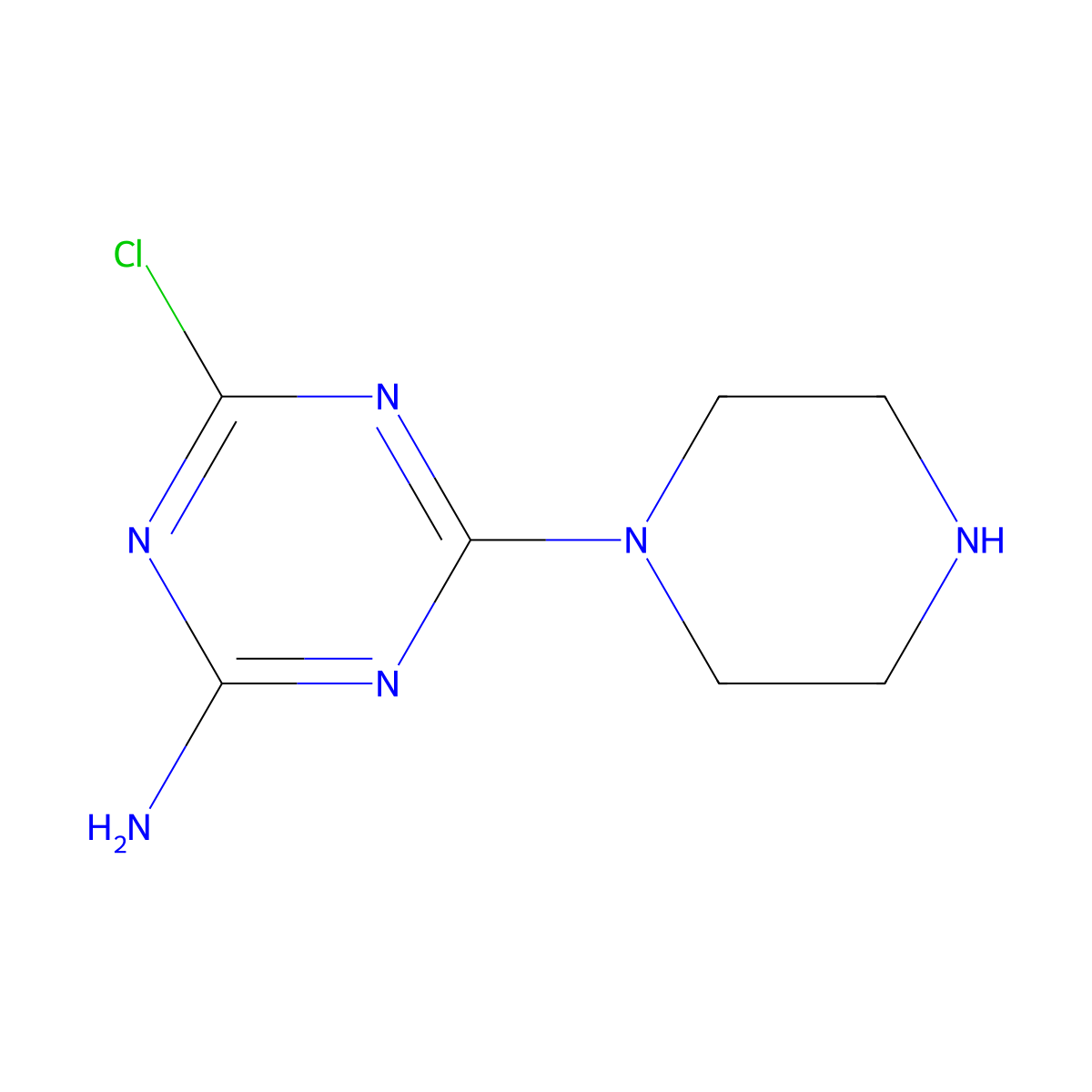 4-Chloro-6-(piperazin-1-yl)-1,3,5-triazin-2-amine molecular structure, CAS 1499600-05-3