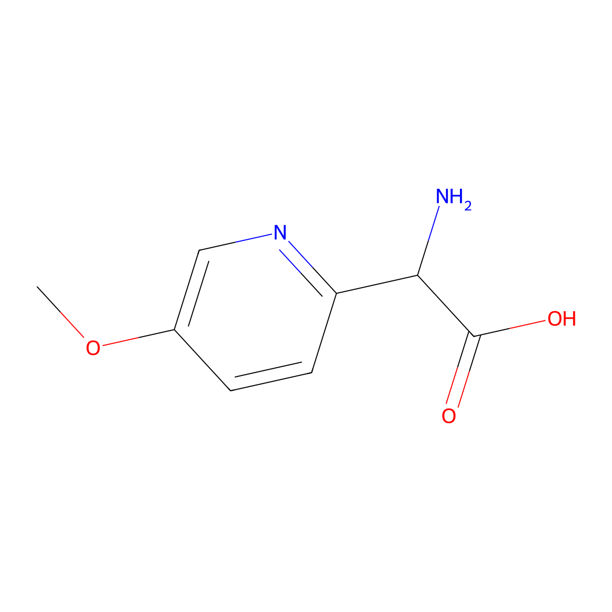 2-Amino-2-(5-methoxy(2-pyridyl))acetic acid molecular structure, CAS 1499621-79-2