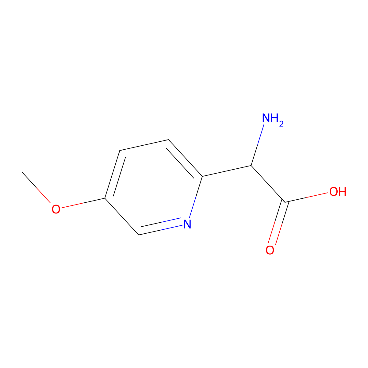2-Amino-2-(5-methoxy(2-pyridyl))acetic acid molecular structure, CAS 1499621-79-2