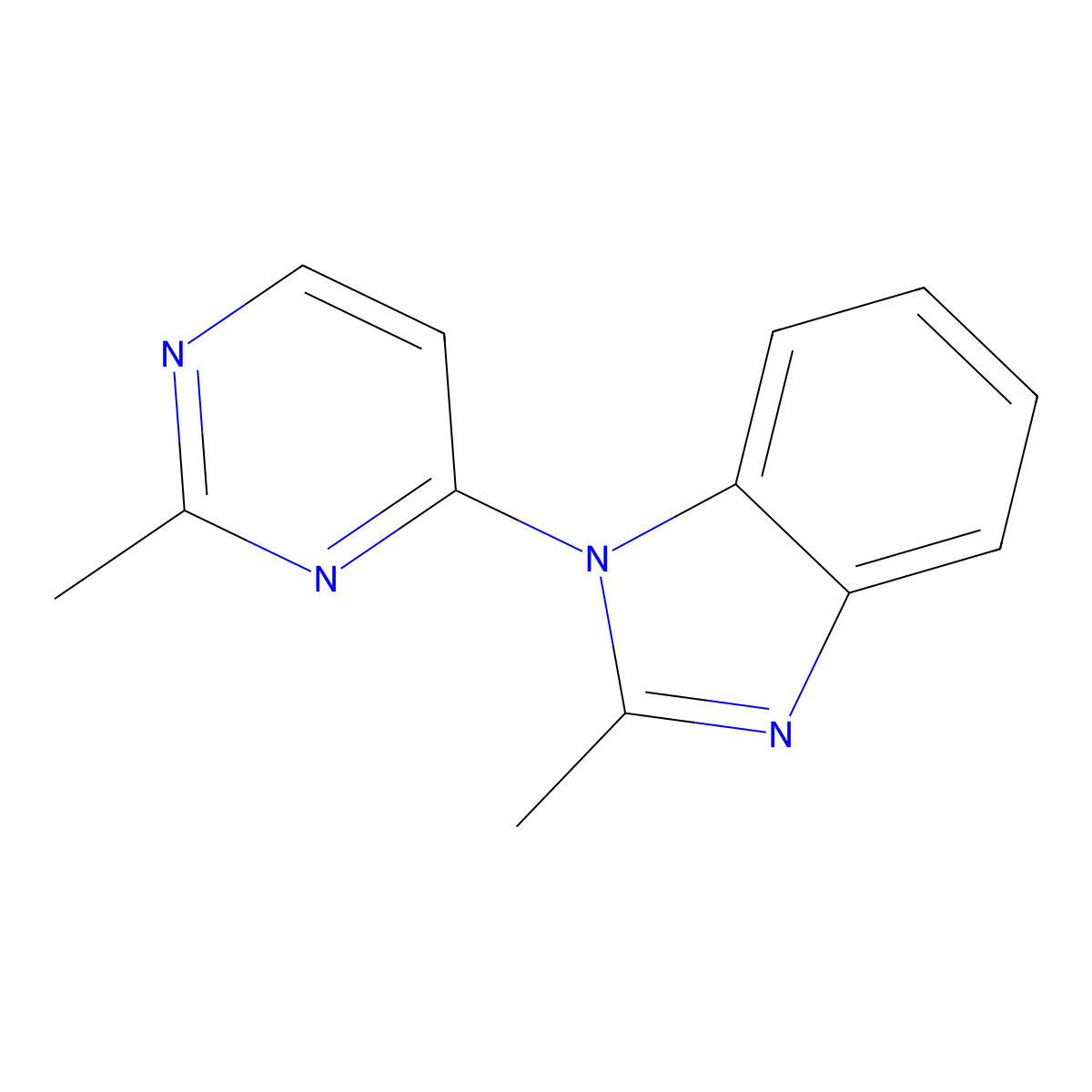 2-methyl-1-(2-methylpyrimidin-4-yl)-1H-1,3-benzodiazole molecular structure, CAS 1499625-69-2