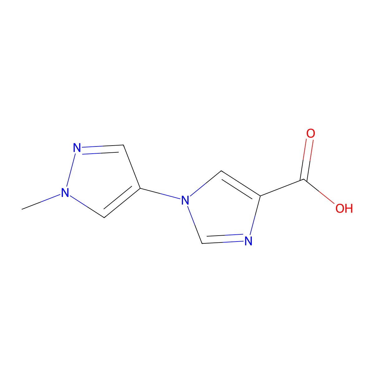 1-(1-methyl-1H-pyrazol-4-yl)-1H-imidazole-4-carboxylic acid molecular structure, CAS 1499626-82-2