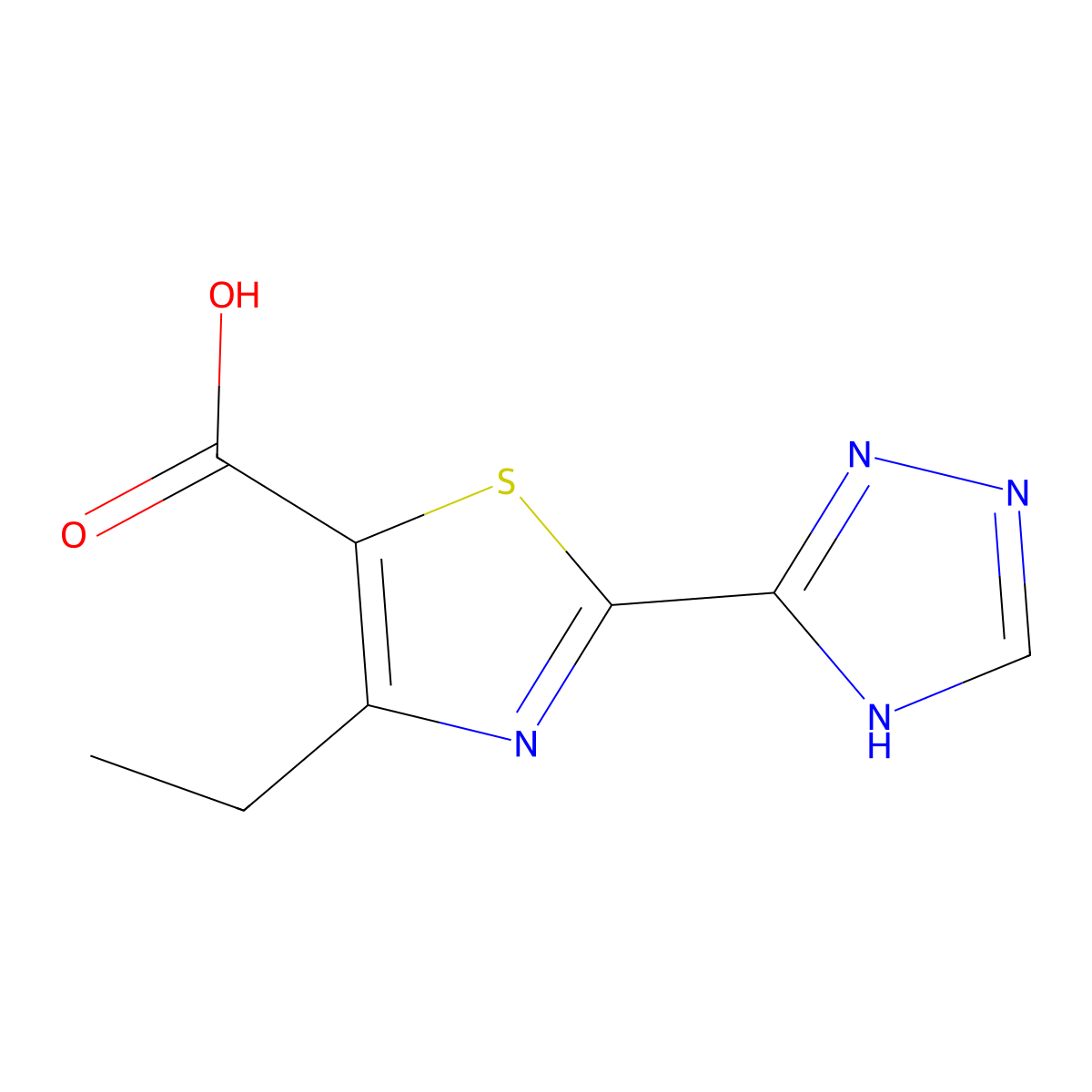 4-ethyl-2-(4H-1,2,4-triazol-3-yl)-1,3-thiazole-5-carboxylic acid molecular structure, CAS 1499649-10-3