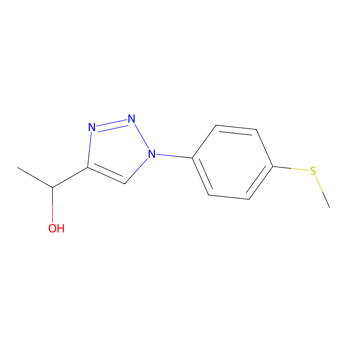 1-{1-[4-(methylsulfanyl)phenyl]-1H-1,2,3-triazol-4-yl}ethan-1-ol molecular structure, CAS 1499649-23-8