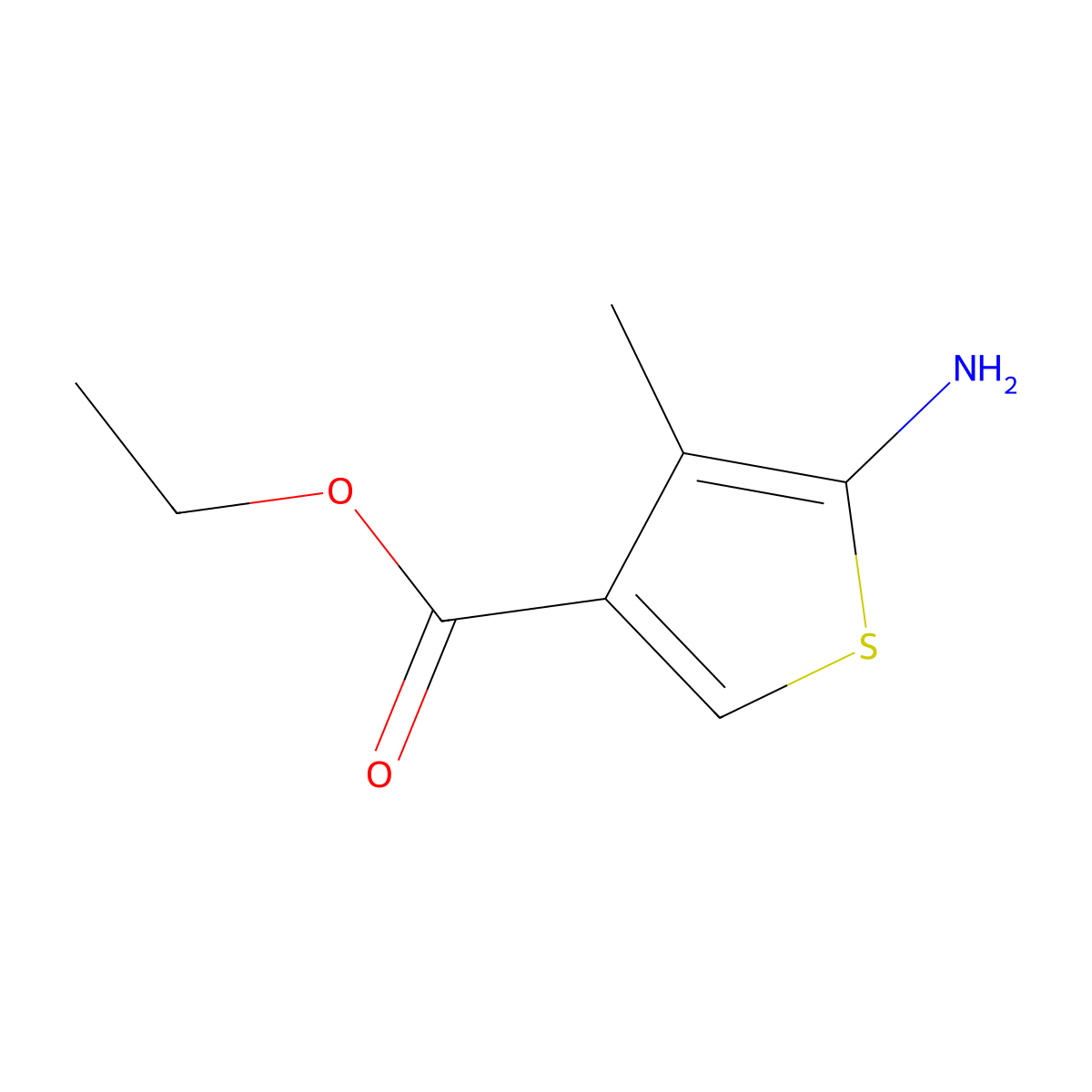 Ethyl 5-amino-4-methylthiophene-3-carboxylate molecular structure, CAS 1499649-62-5