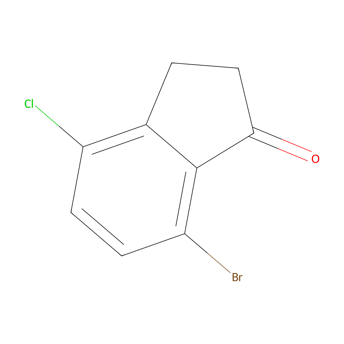 7-Bromo-4-chloro-2,3-dihydro-1H-inden-1-one molecular structure, CAS 149965-64-0