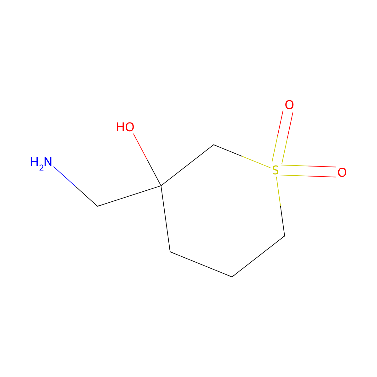 3-(Aminomethyl)-3-hydroxy-1lambda6-thiane-1,1-dione molecular structure, CAS 1499658-37-5