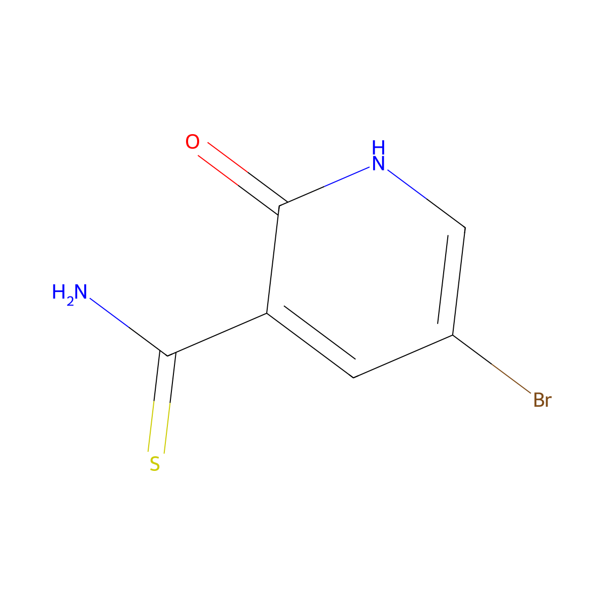 5-Bromo-2-hydroxypyridine-3-carbothioamide molecular structure, CAS 1499661-36-7