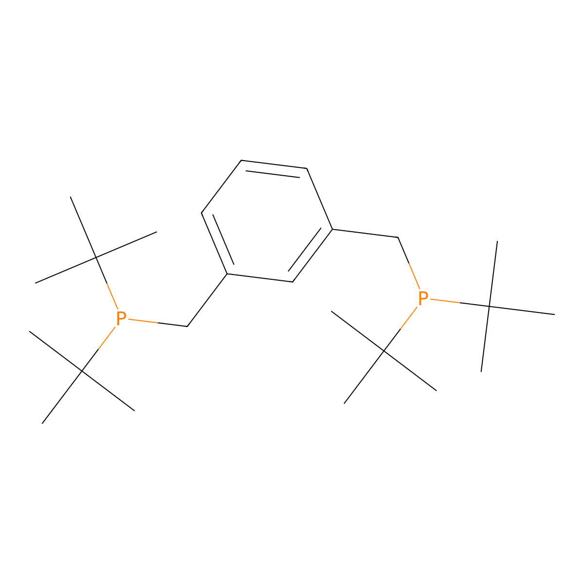 (1,3-Phenylenebis(methylene))bis(di-tert-butylphosphane) molecular structure, CAS 149968-36-5