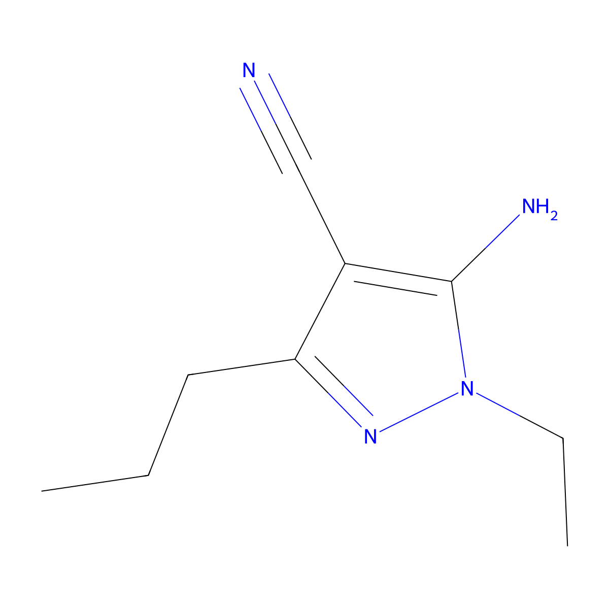 5-amino-1-ethyl-3-propyl-1H-pyrazole-4-carbonitrile molecular structure, CAS 1499688-47-9