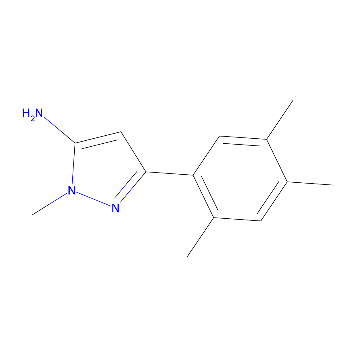 1-Methyl-3-(2,4,5-trimethylphenyl)-1h-pyrazol-5-amine molecular structure, CAS 1499695-84-9