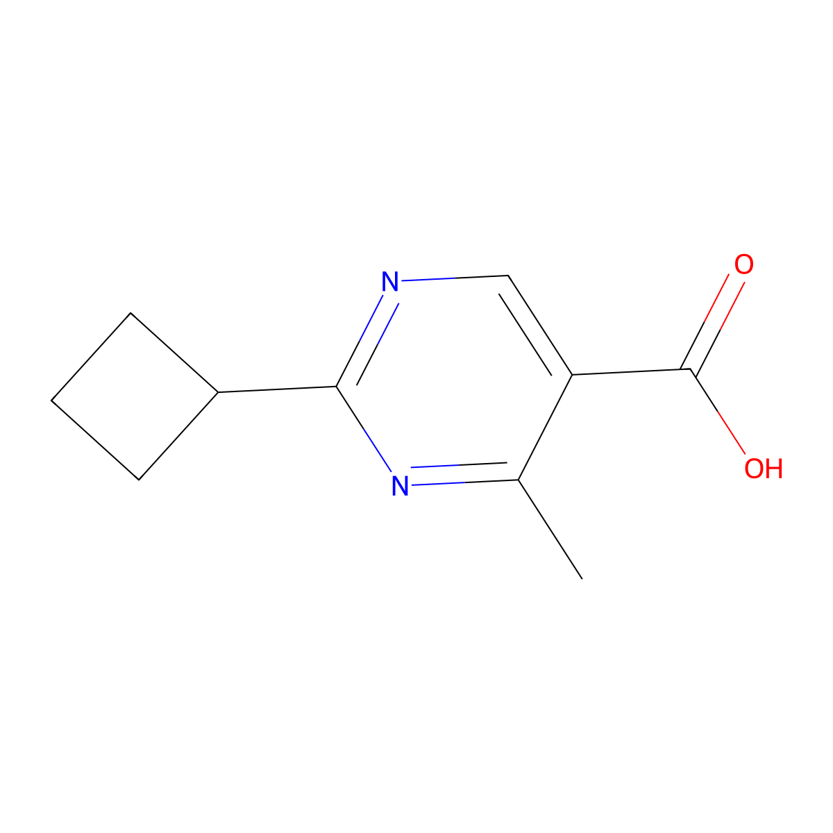 2-Cyclobutyl-4-methylpyrimidine-5-carboxylic acid molecular structure, CAS 1499707-82-2
