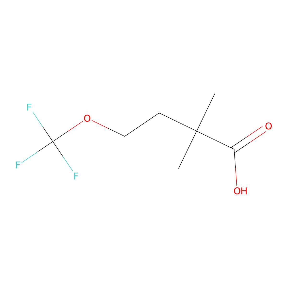 2,2-Dimethyl-4-(trifluoromethoxy)butanoic acid molecular structure, CAS 1499712-86-5