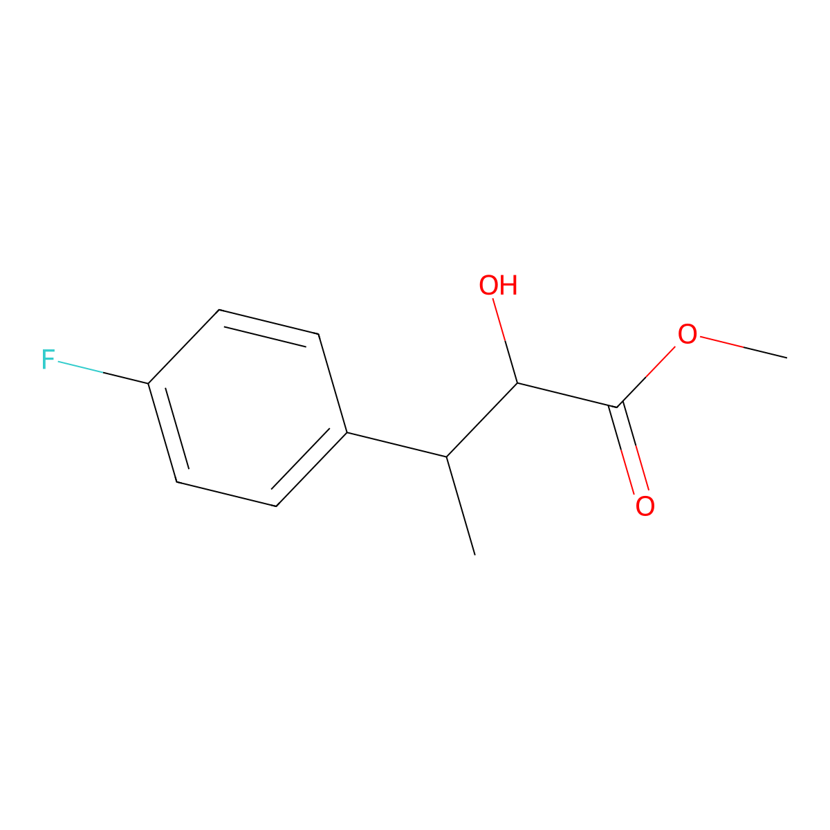 Methyl 3-(4-fluorophenyl)-2-hydroxybutanoate molecular structure, CAS 1499713-44-8
