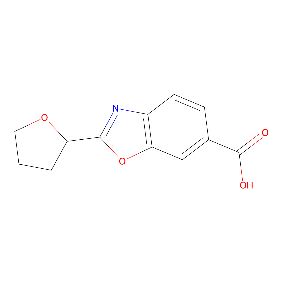 2-(Oxolan-2-yl)-1,3-benzoxazole-6-carboxylic acid molecular structure, CAS 1499713-88-0