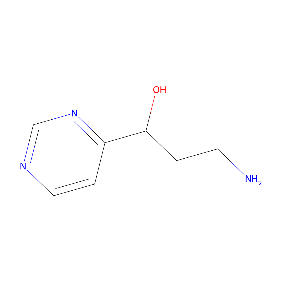 3-Amino-1-(pyrimidin-4-yl)propan-1-ol molecular structure, CAS 1499715-13-7