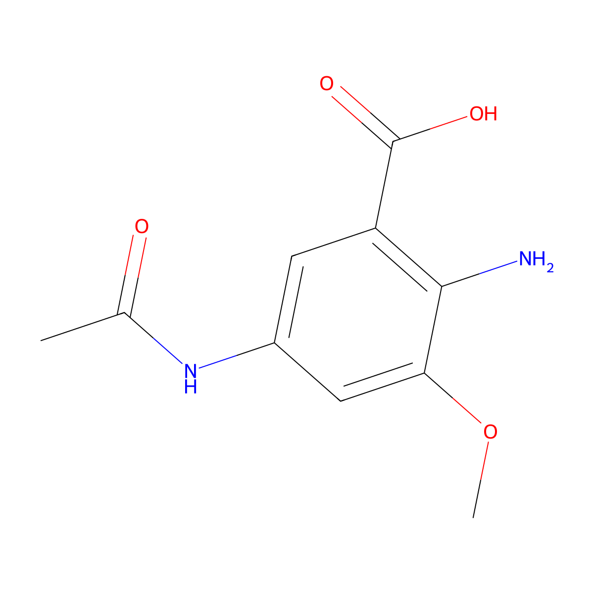 2-Amino-5-acetamido-3-methoxybenzoic acid molecular structure, CAS 1499720-36-3
