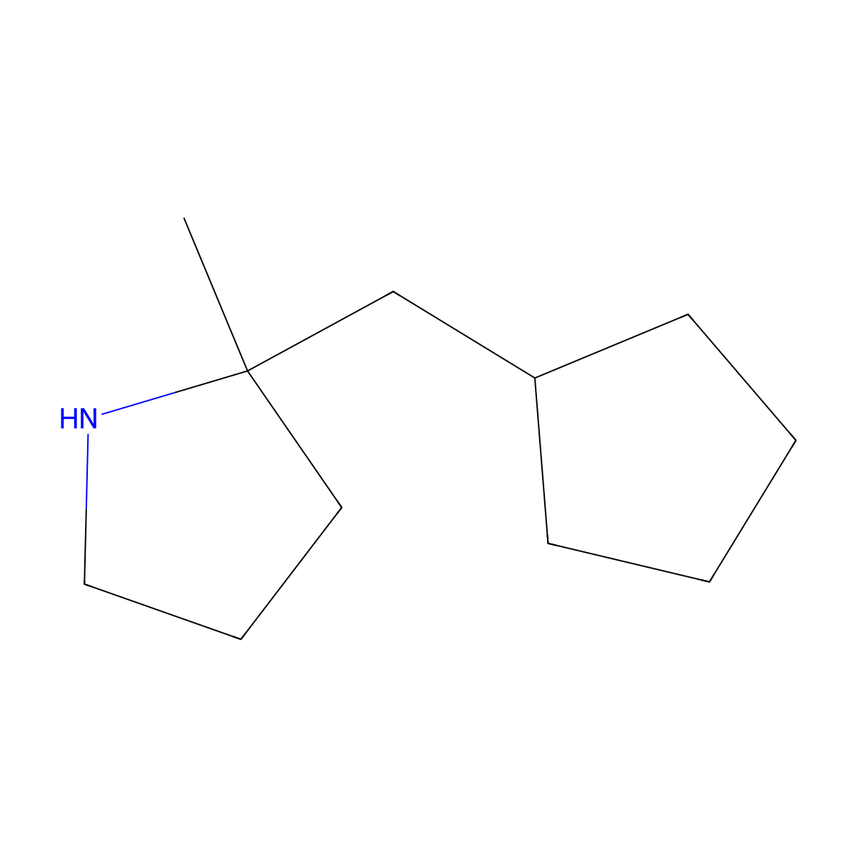 2-(Cyclopentylmethyl)-2-methylpyrrolidine molecular structure, CAS 1499723-96-4