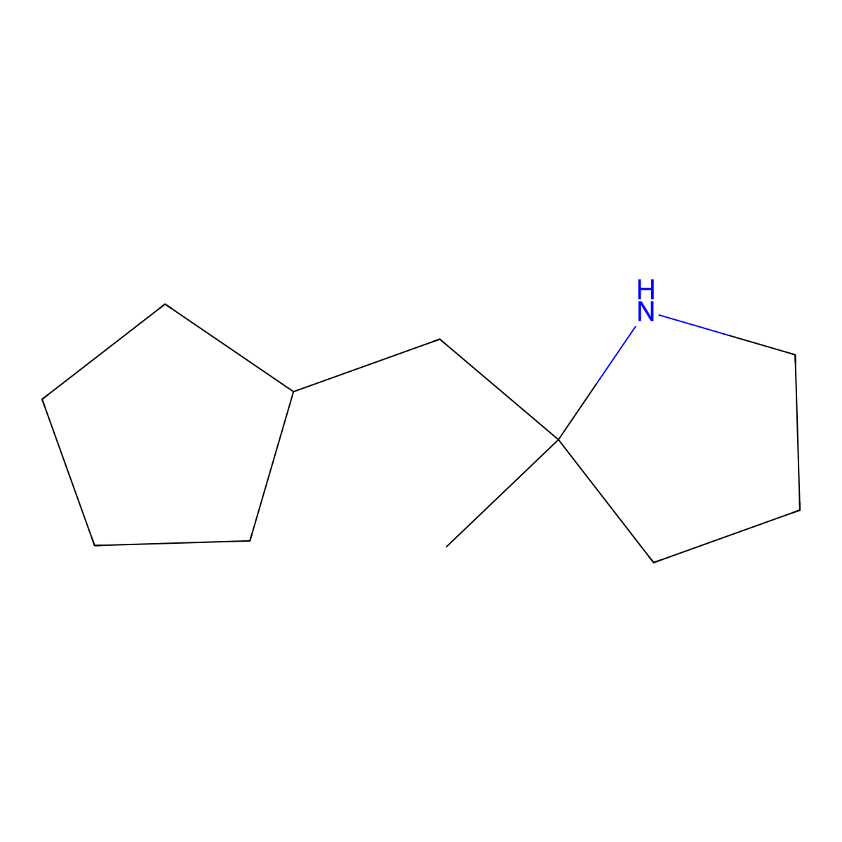2-(Cyclopentylmethyl)-2-methylpyrrolidine molecular structure, CAS 1499723-96-4