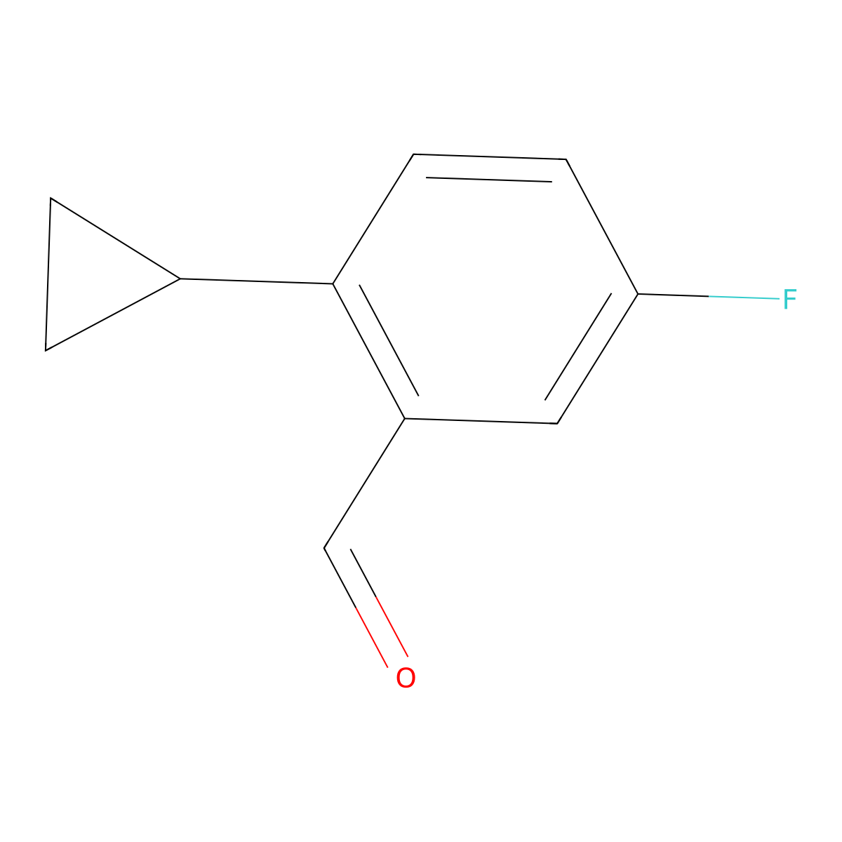 2-Cyclopropyl-5-fluorobenzaldehyde molecular structure, CAS 1499724-40-1
