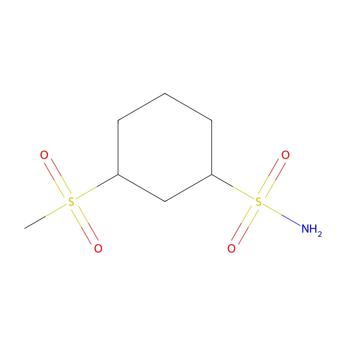 3-Methanesulfonylcyclohexane-1-sulfonamide molecular structure, CAS 1499726-39-4