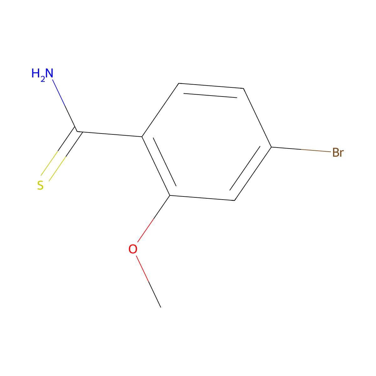 4-Bromo-2-methoxybenzene-1-carbothioamide molecular structure, CAS 1499729-12-2