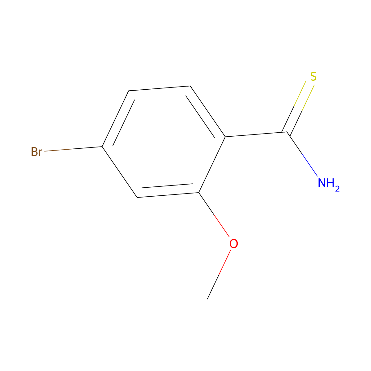 4-Bromo-2-methoxybenzene-1-carbothioamide molecular structure, CAS 1499729-12-2
