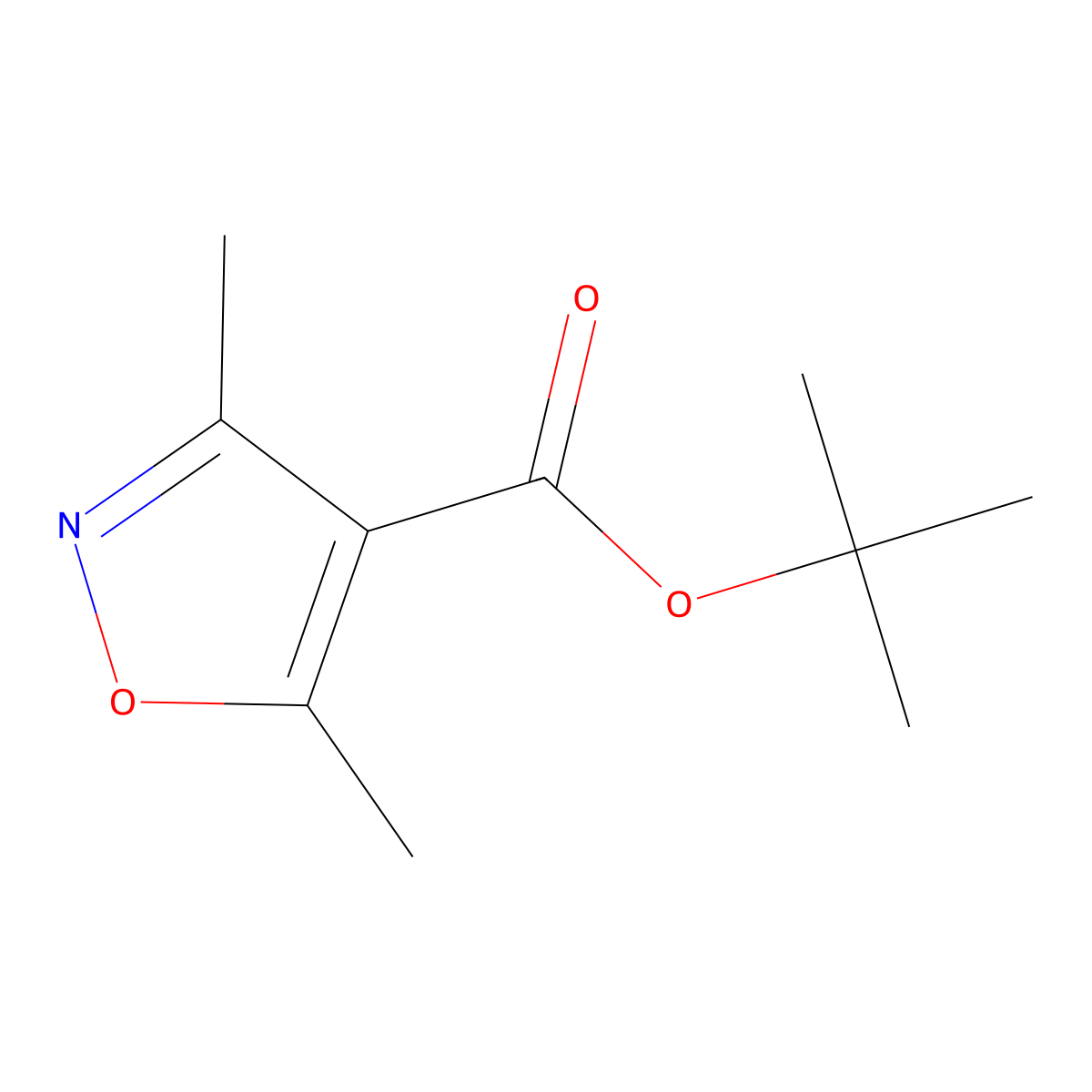 Tert-butyl 3,5-dimethylisoxazole-4-carboxylate molecular structure, CAS 1499733-15-1