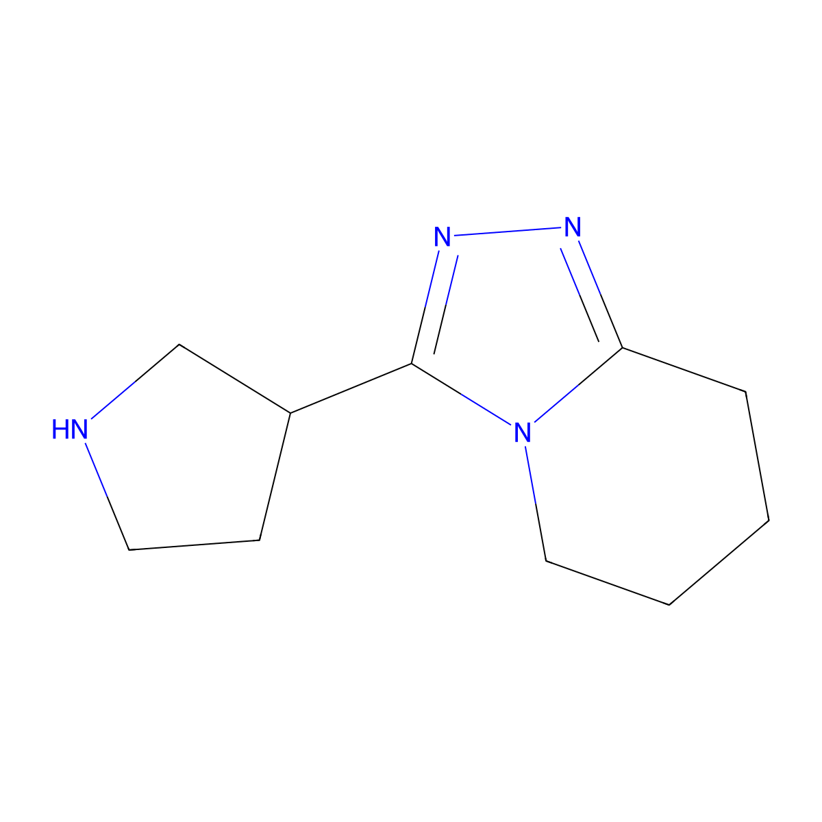 3-{5H,6H,7H,8H-[1,2,4]triazolo[4,3-a]pyridin-3-yl}pyrrolidine molecular structure, CAS 1499745-25-3