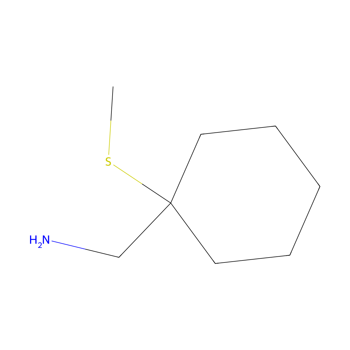 (1-(Methylthio)cyclohexyl)methanamine molecular structure, CAS 1499757-62-8