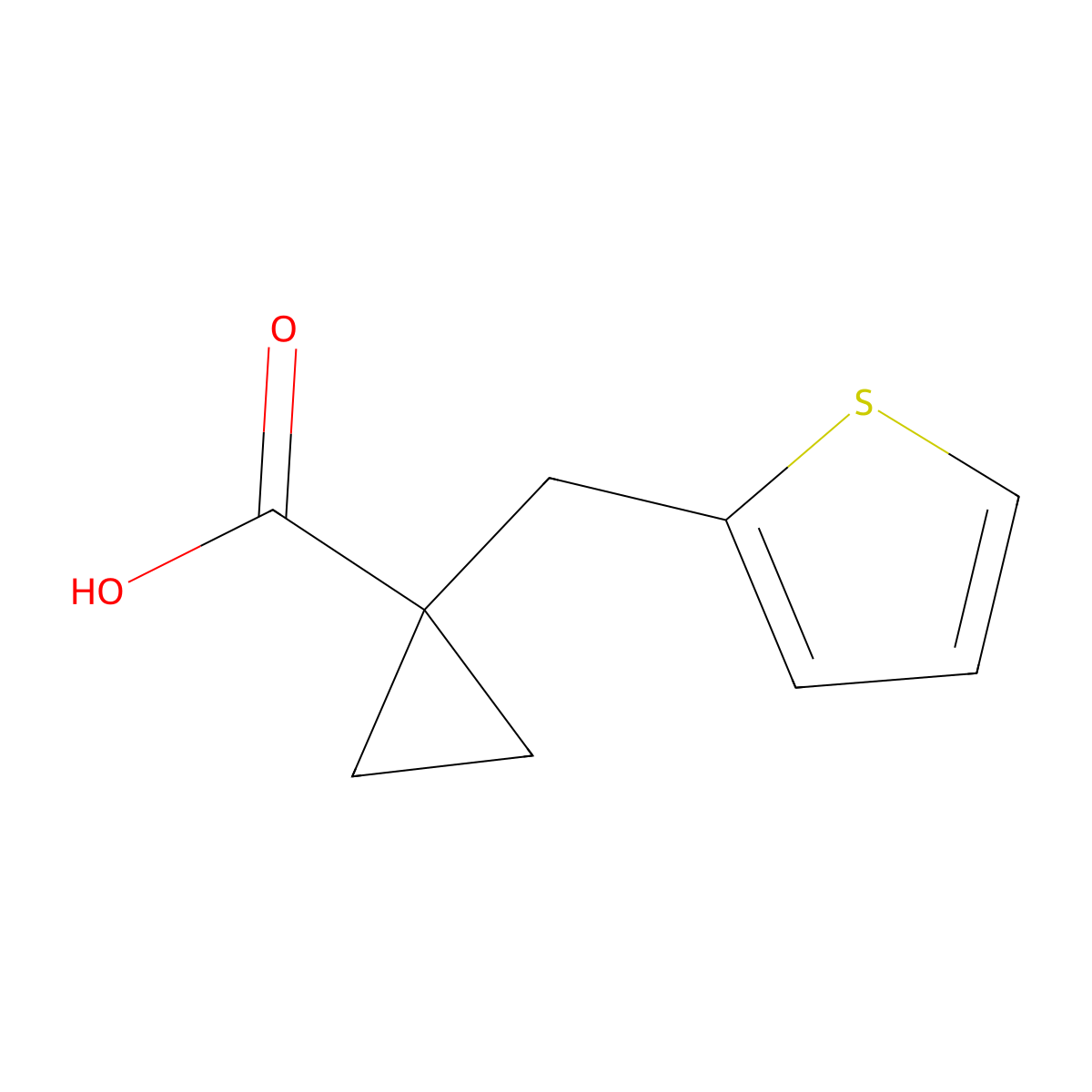 1-(Thiophen-2-ylmethyl)cyclopropane-1-carboxylic acid molecular structure, CAS 1499761-54-4