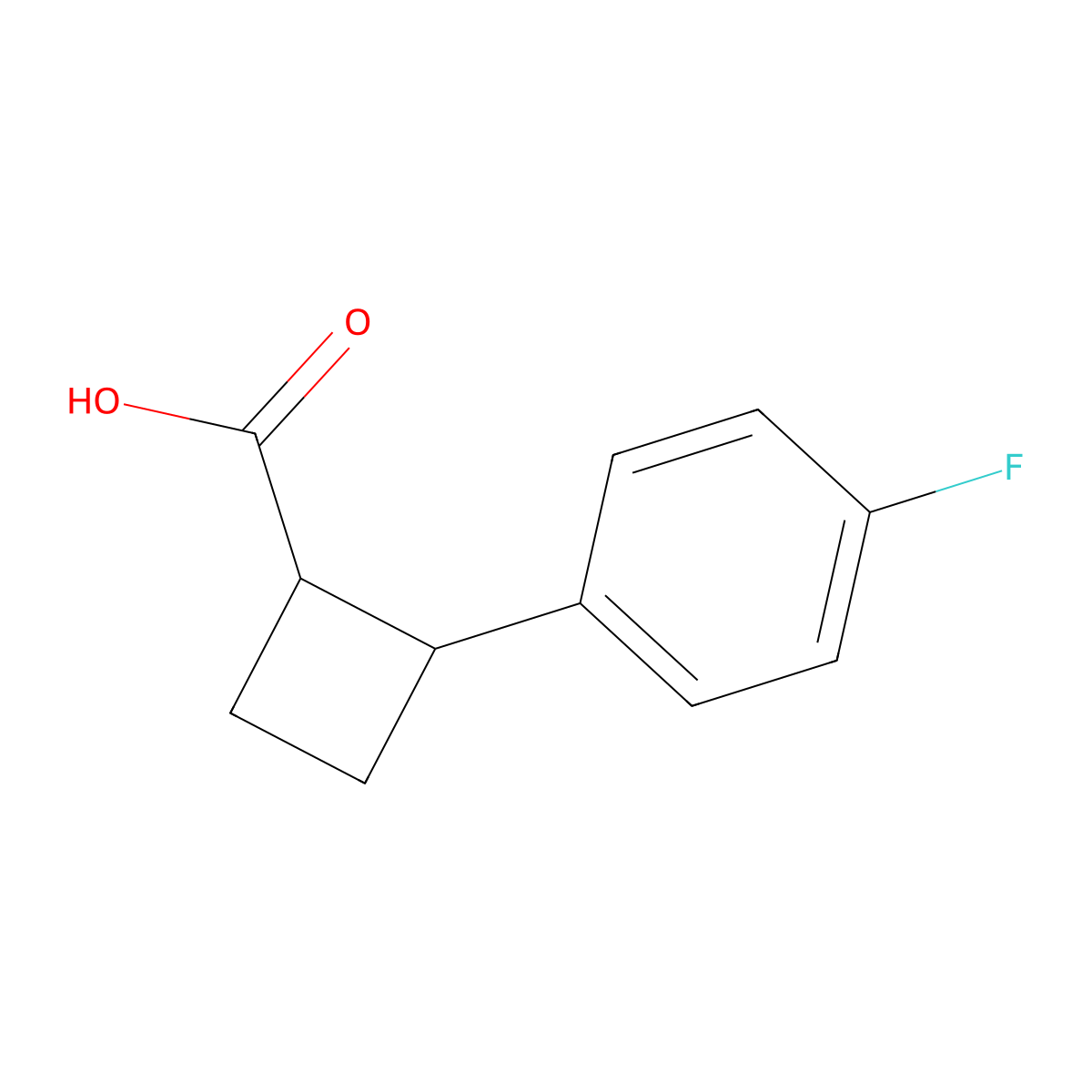 2-(4-Fluorophenyl)cyclobutane-1-carboxylic acid molecular structure, CAS 1499764-95-2
