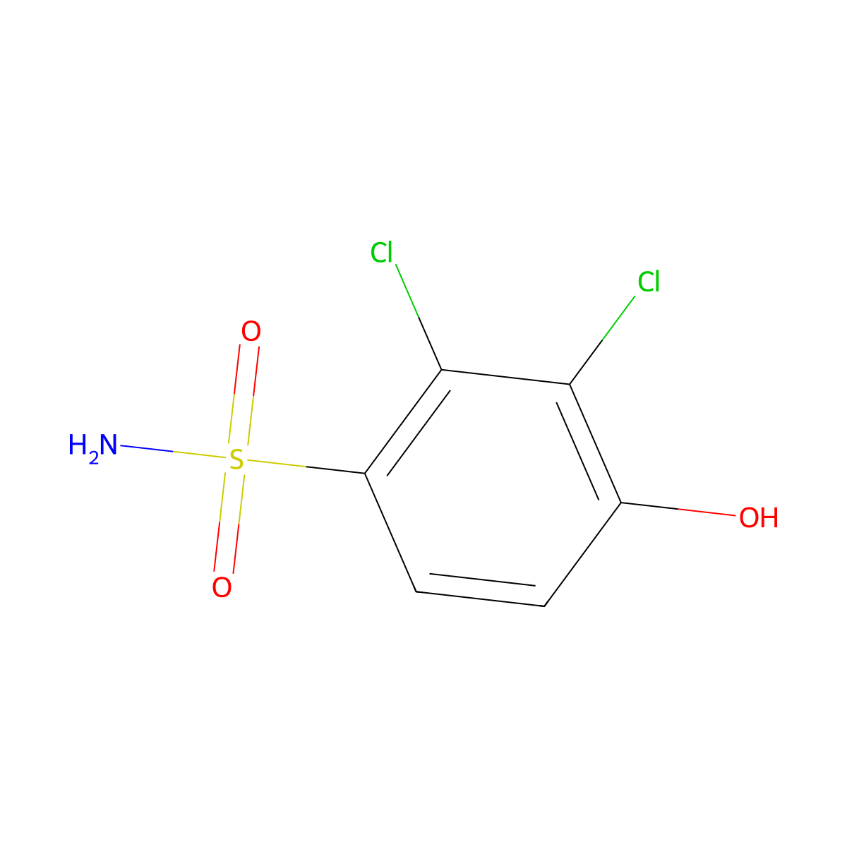2,3-Dichloro-4-hydroxybenzene-1-sulfonamide molecular structure, CAS 1499773-02-2