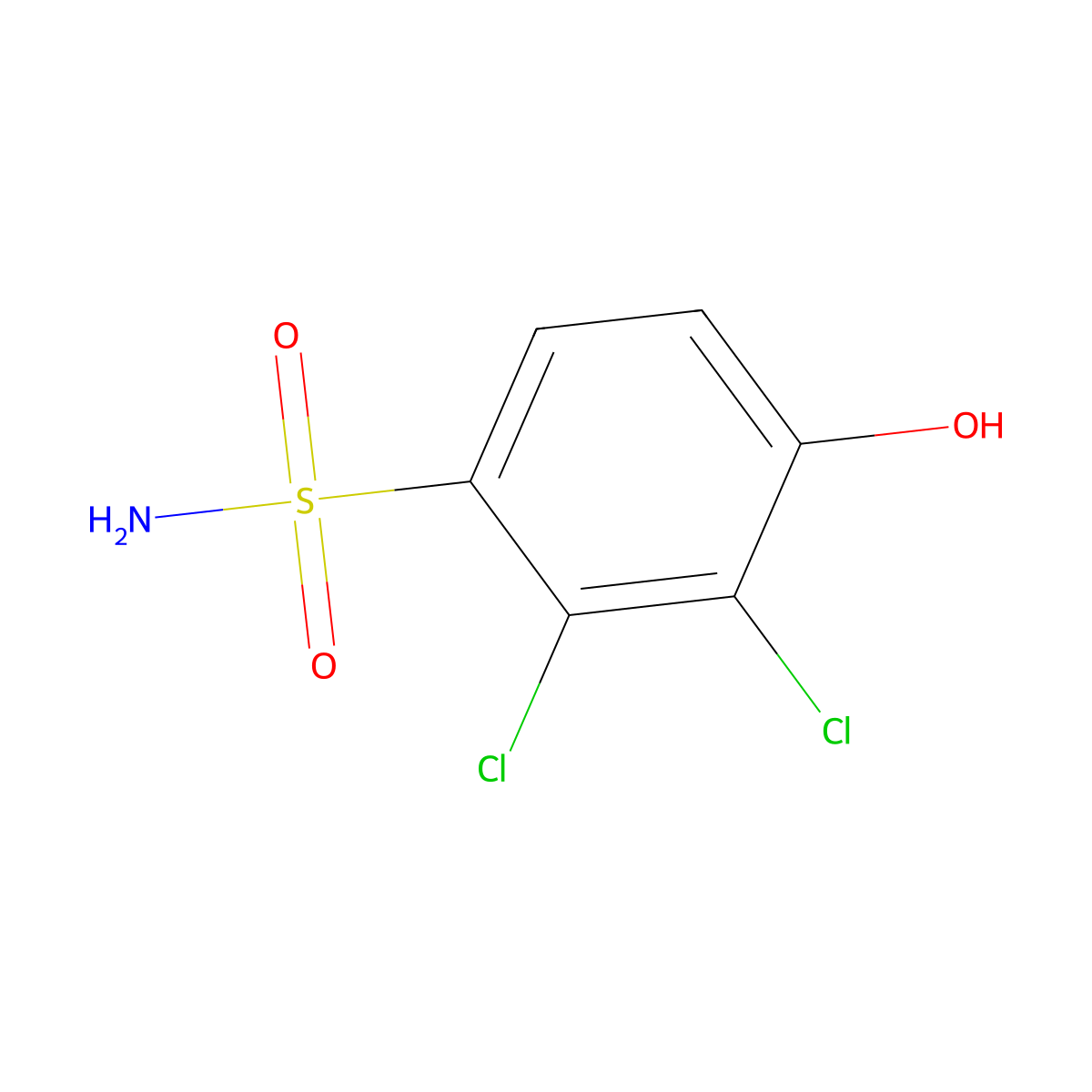 2,3-Dichloro-4-hydroxybenzene-1-sulfonamide molecular structure, CAS 1499773-02-2