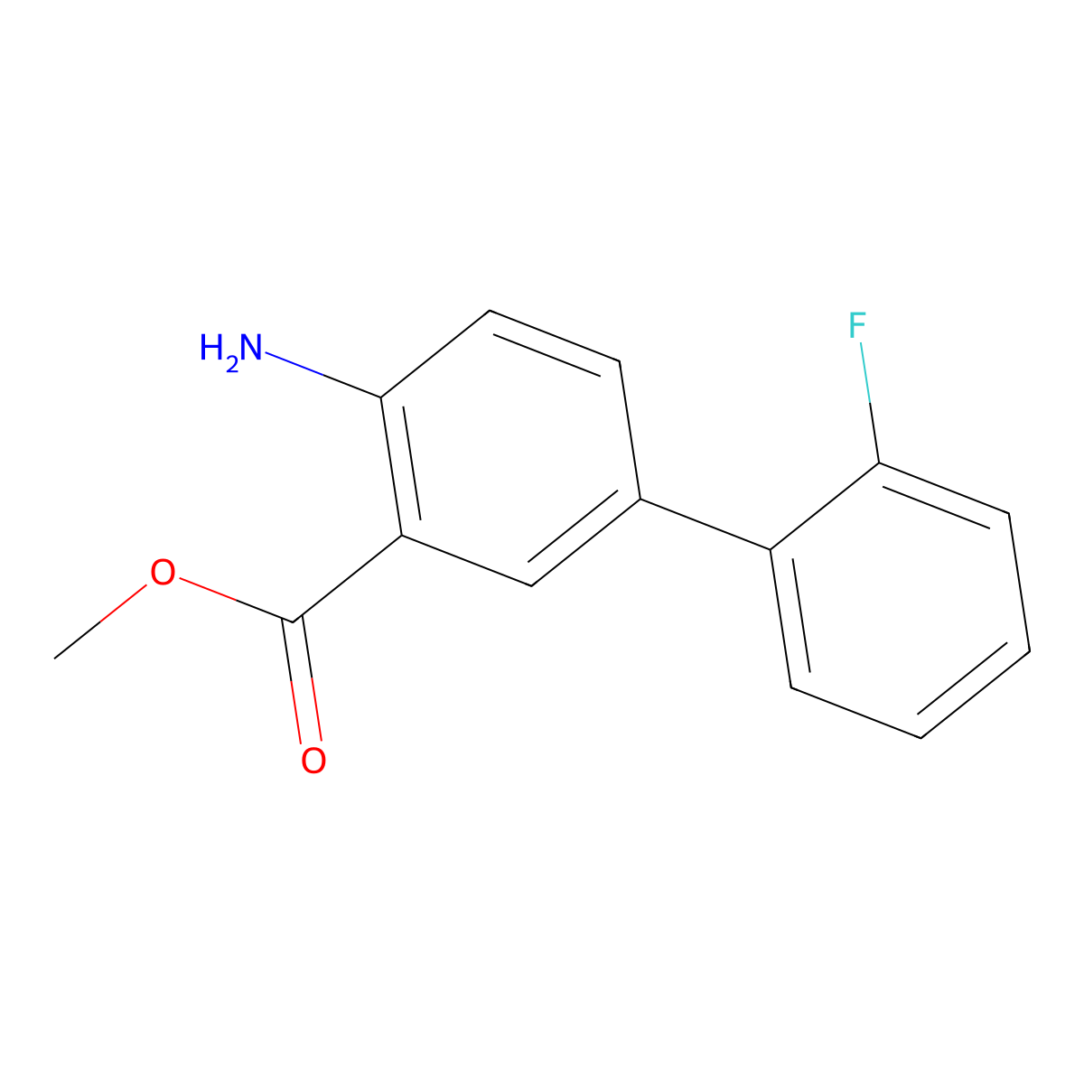 Methyl 4-amino-2'-fluoro-[1,1'-biphenyl]-3-carboxylate molecular structure, CAS 1499778-35-6
