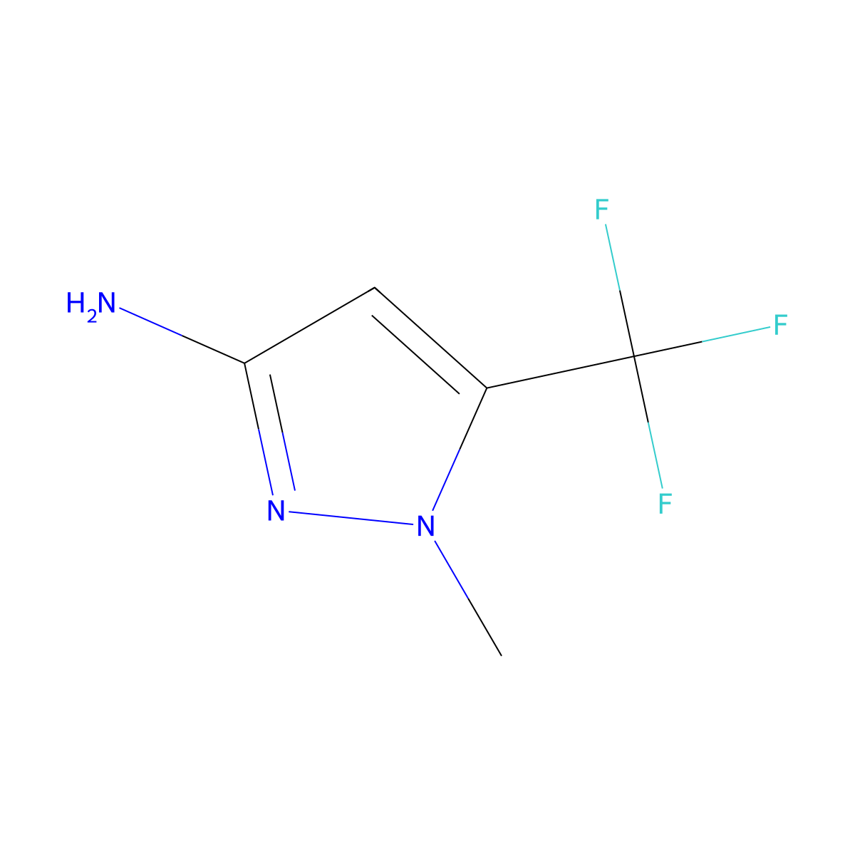 1-Methyl-5-(trifluoromethyl)-1H-pyrazol-3-amine molecular structure, CAS 149978-42-7