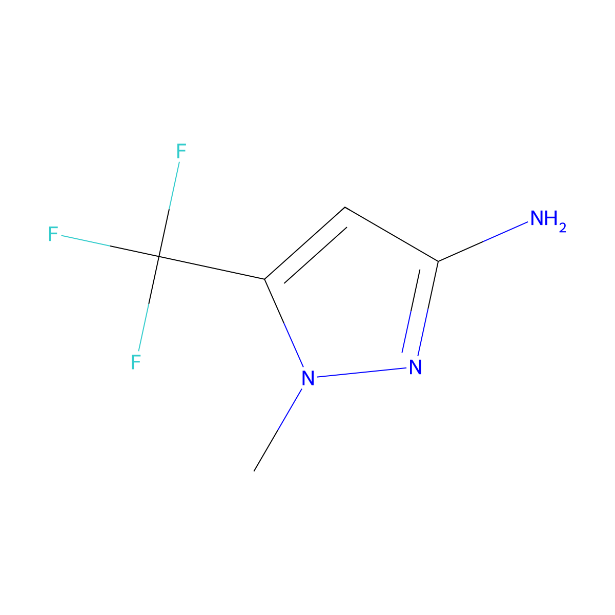 1-Methyl-5-(trifluoromethyl)-1H-pyrazol-3-amine molecular structure, CAS 149978-42-7