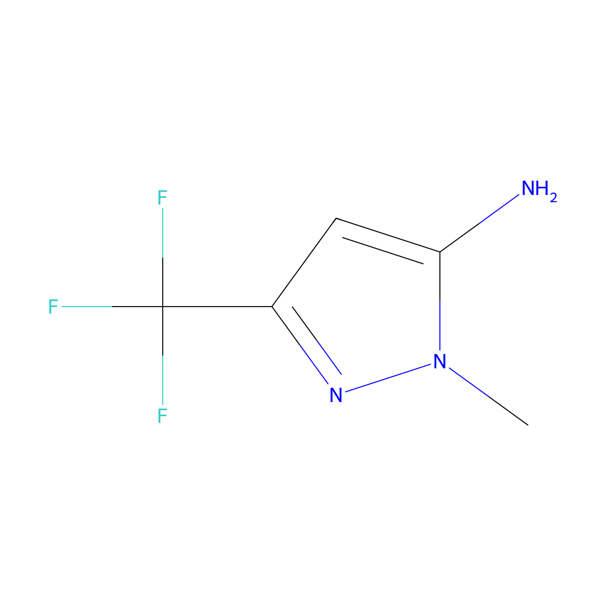 1-methyl-3-(trifluoromethyl)-1H-pyrazol-5-amine molecular structure, CAS 149978-43-8