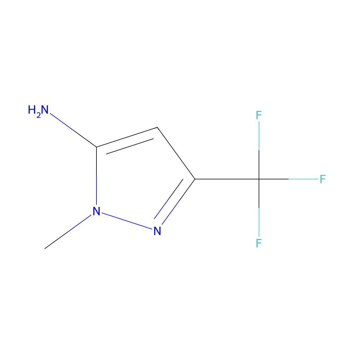 1-methyl-3-(trifluoromethyl)-1H-pyrazol-5-amine molecular structure, CAS 149978-43-8