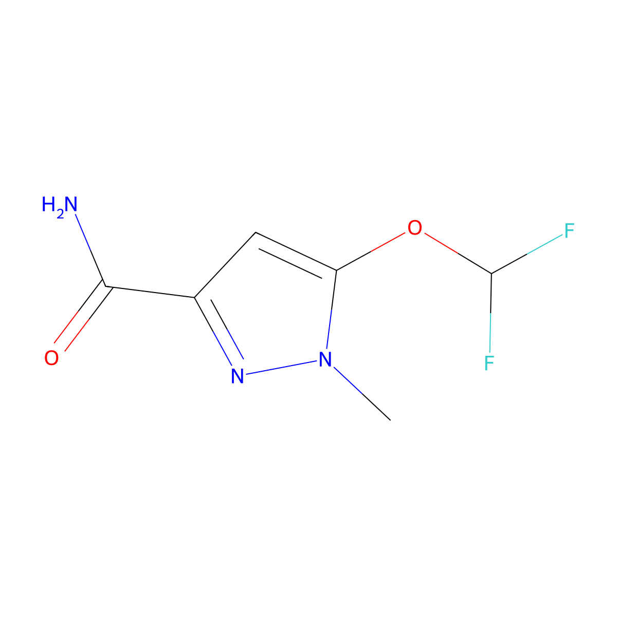 5-(difluoromethoxy)-1-methyl-1H-pyrazole-3-carboxamide molecular structure, CAS 149978-50-7