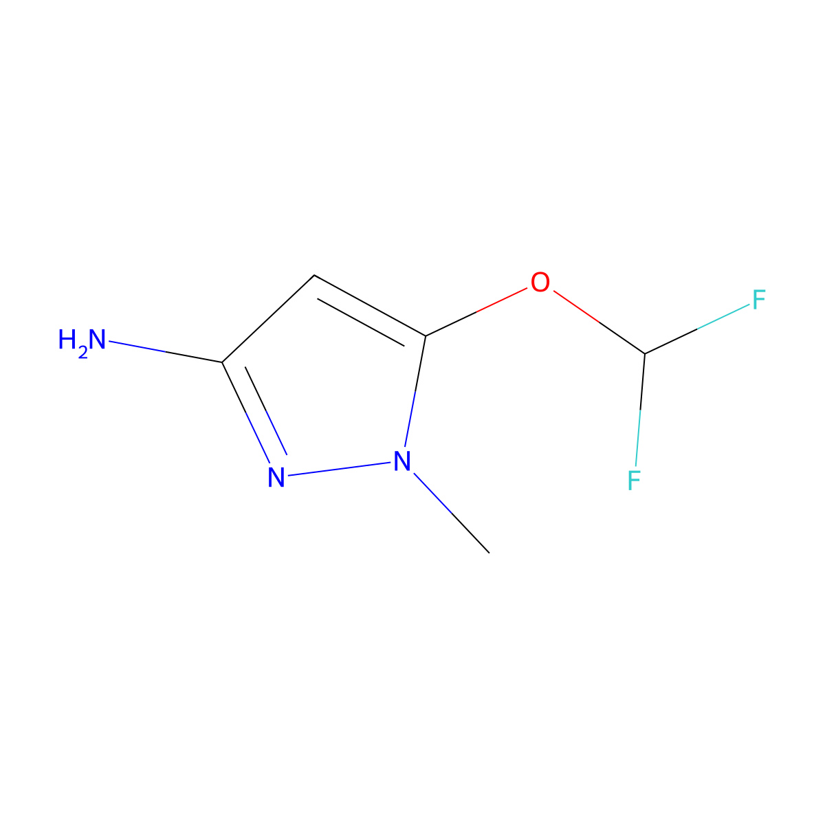 5-(difluoromethoxy)-1-methyl-1H-pyrazol-3-amine molecular structure, CAS 149978-55-2