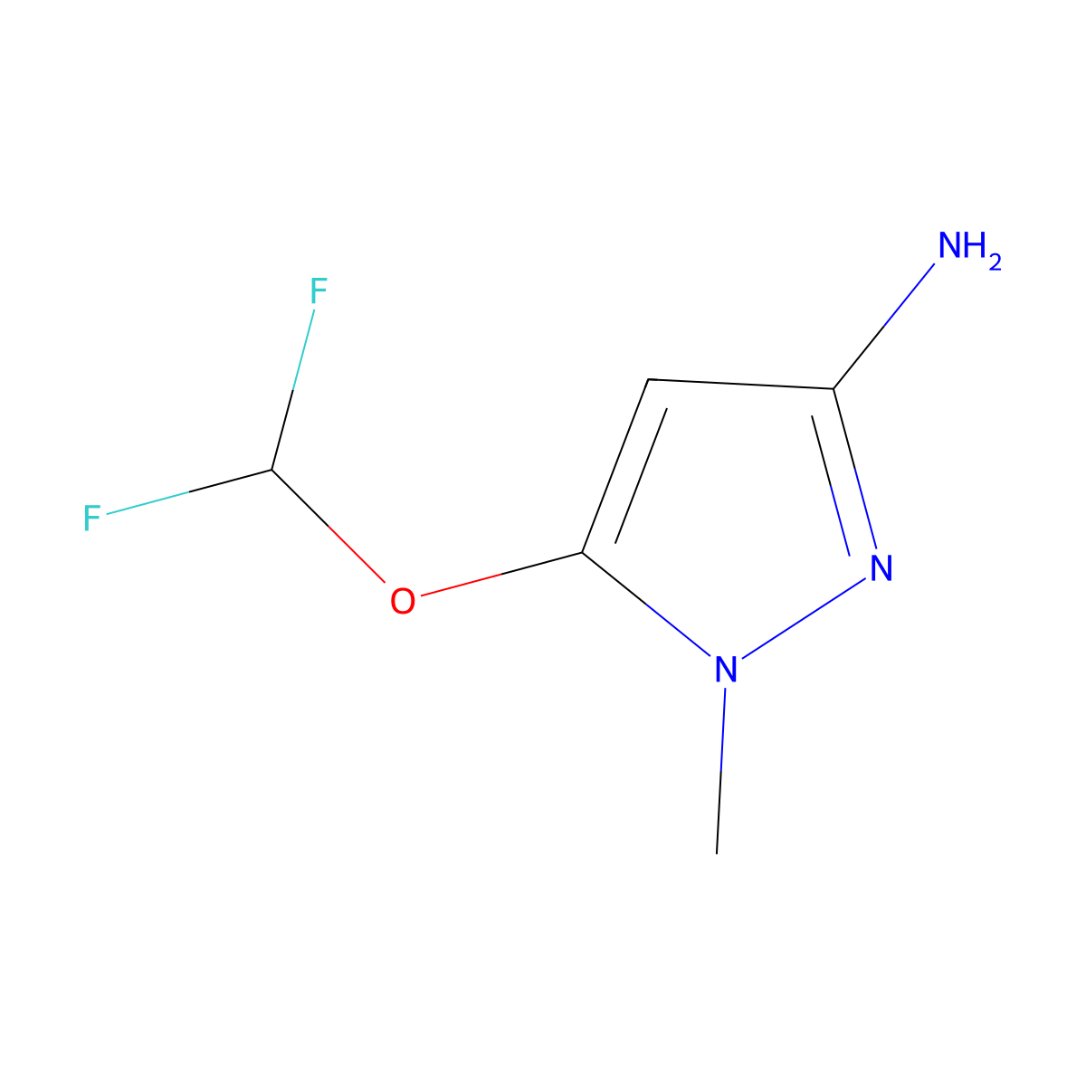 5-(difluoromethoxy)-1-methyl-1H-pyrazol-3-amine molecular structure, CAS 149978-55-2