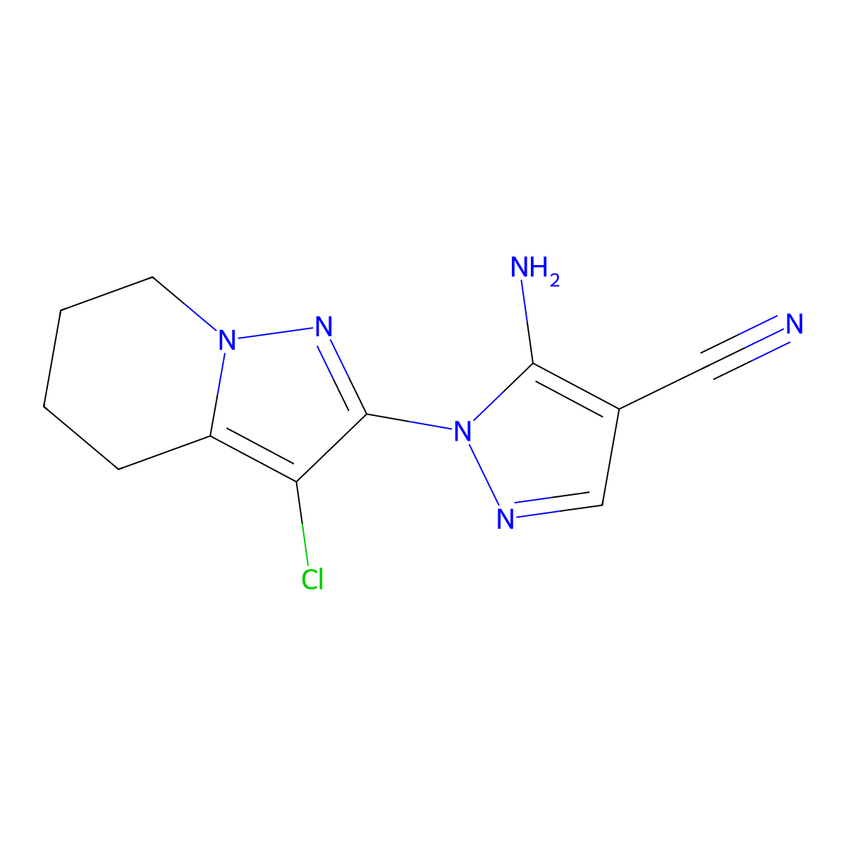 5-Amino-1-(3-chloro-4,5,6,7-tetrahydropyrazolo[1,5-a]pyridin-2-yl)-1h-pyrazole-4-carbonitrile molecular structure, CAS 149978-57-4