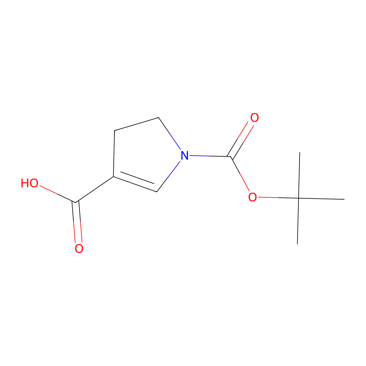 1-[(tert-butoxy)carbonyl]-4,5-dihydro-1H-pyrrole-3-carboxylic acid molecular structure, CAS 1499790-44-1