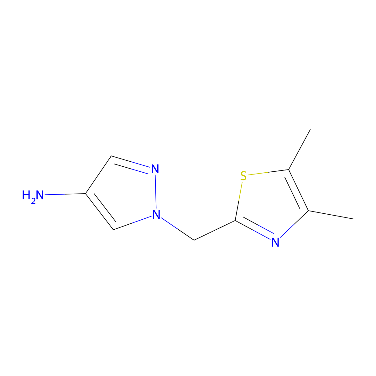 1-[(dimethyl-1,3-thiazol-2-yl)methyl]-1H-pyrazol-4-amine molecular structure, CAS 1499794-09-0