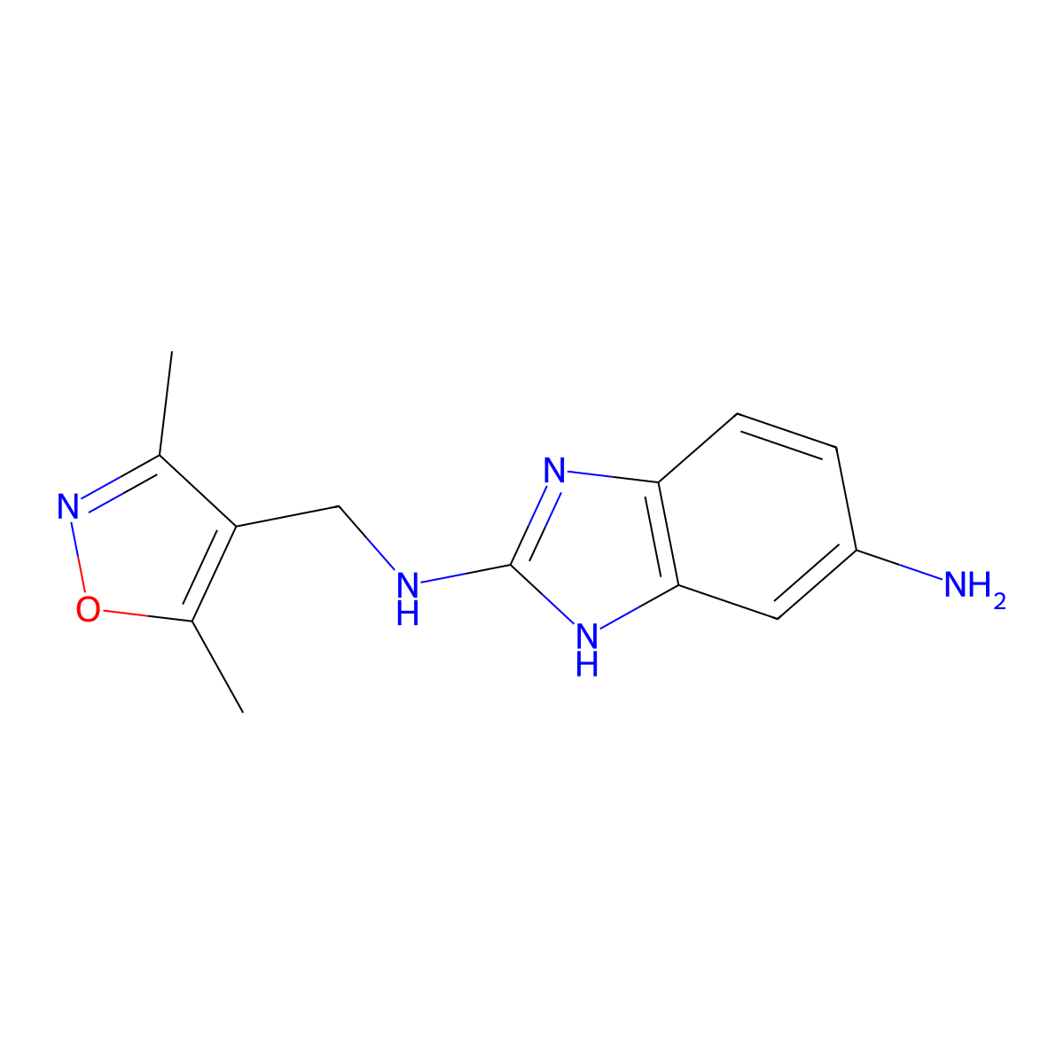 2-N-[(Dimethyl-1,2-oxazol-4-yl)methyl]-1H-1,3-benzodiazole-2,5-diamine molecular structure, CAS 1499805-80-9