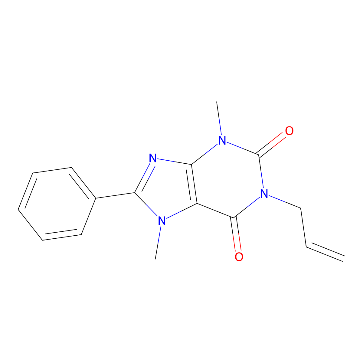 1-Allyl-3,7-dimethyl-8-phenylxanthine molecular structure, CAS 149981-23-7